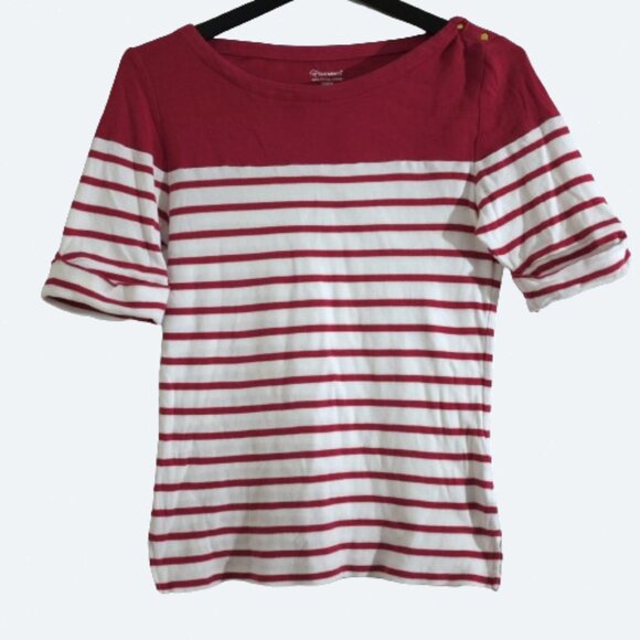 Seg'ments red 100% cotton stripe rolled sleeves shirt size M - Picture 1 of 7